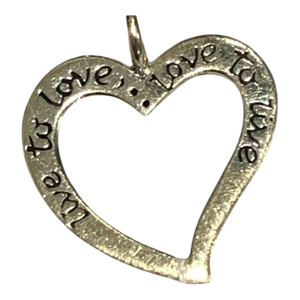 925 Sterling Silver Open Heart Live to Love, Love to Live Pendant on 22” Chain